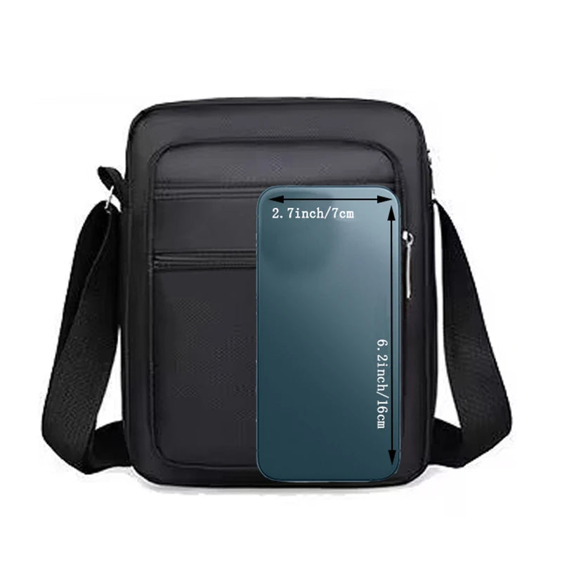 Neutral Shoulder Bag Men Women Multiple Pockets Made Nylon Material