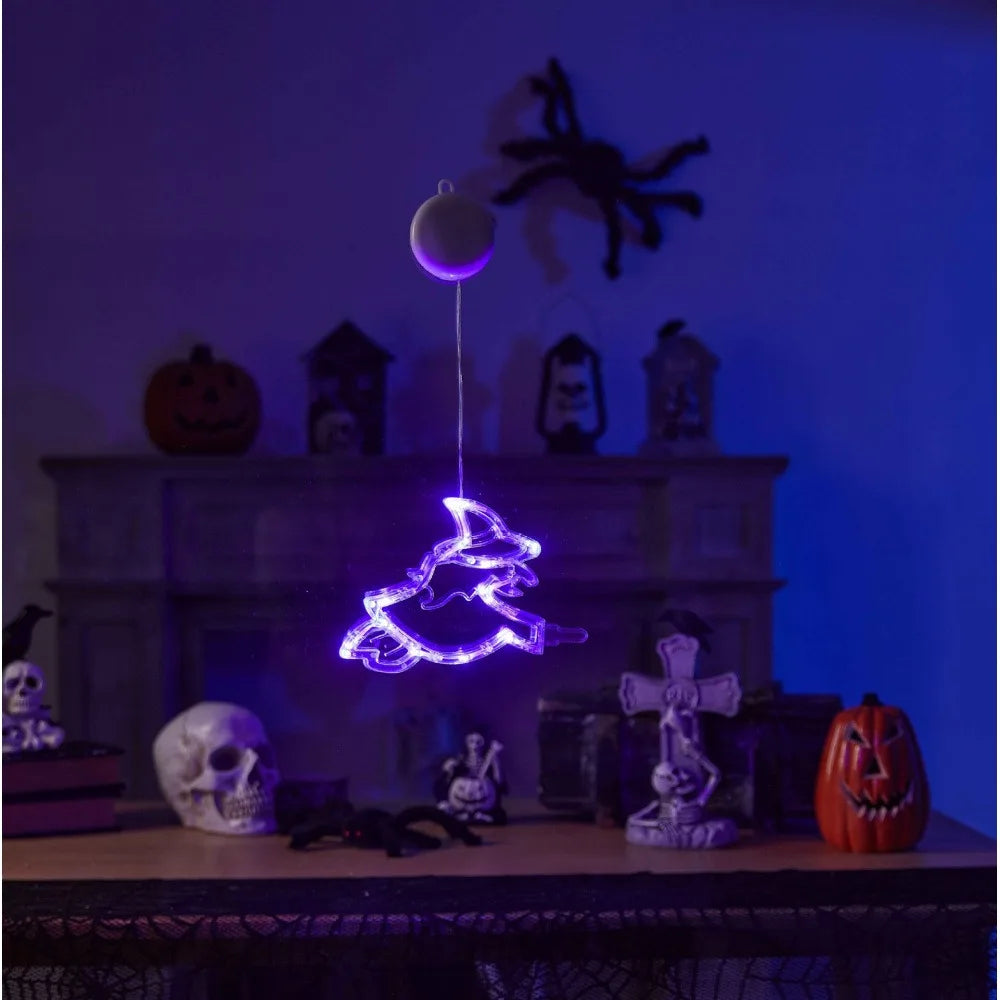 Halloween LED Sucker Lamp Window Hanging Halloween Light Pumpkin Witch Grimace Bat Led Light for Home Party Scary Decoration Vue