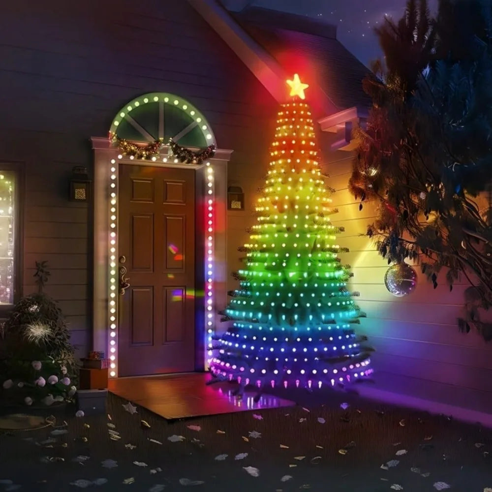 7ft Smart Christmas Tree Lights LED String Lights with Star Topper DIY Pattern Timer Music Sync APP Control for Xmas Tree Decor Vue
