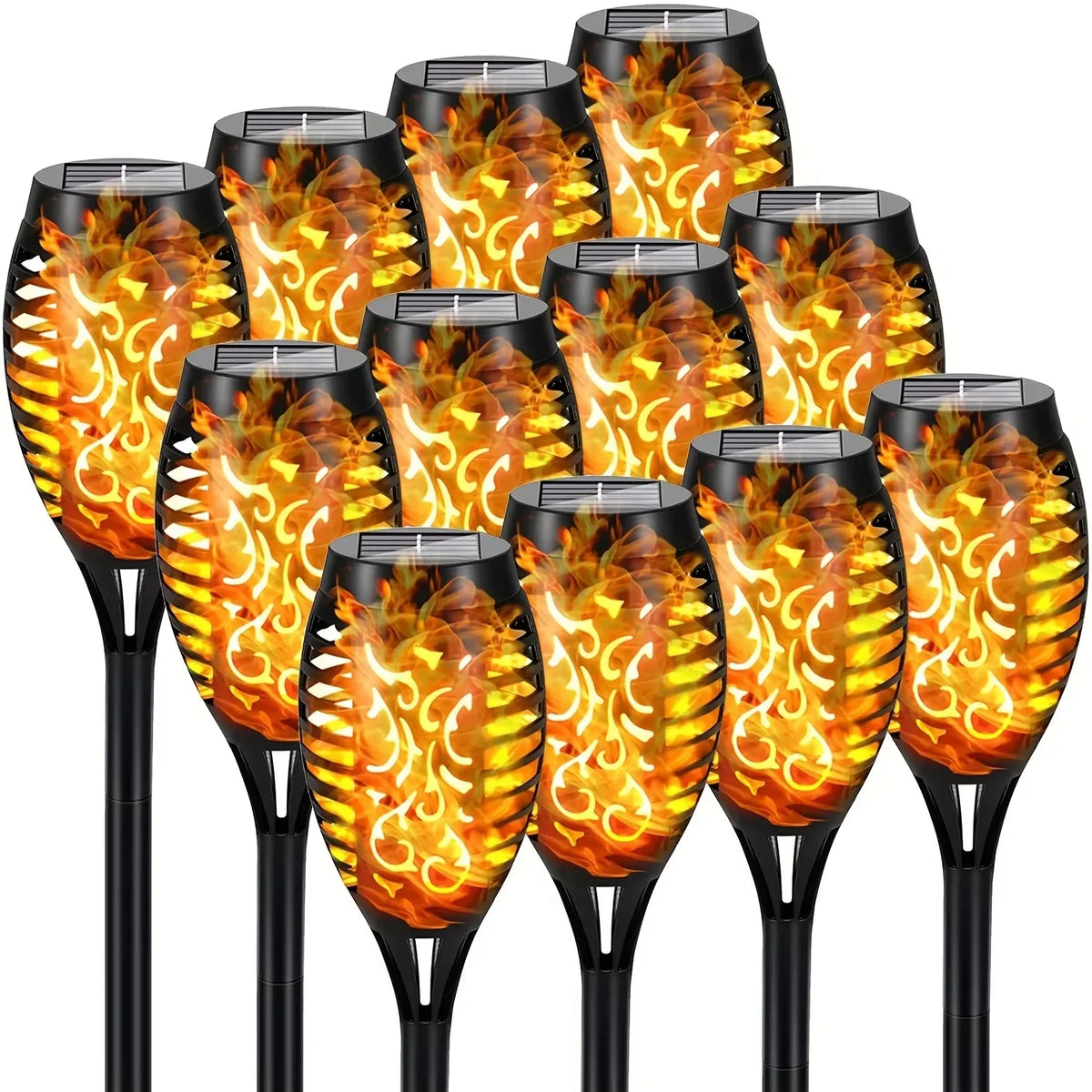 12LED Solar Flame Light Outdoor,Waterproof 12LEDs Torches Landscape Lamp for Outdoor Courtyard Garden Yard,Halloween Decorations Vue 12LED-12