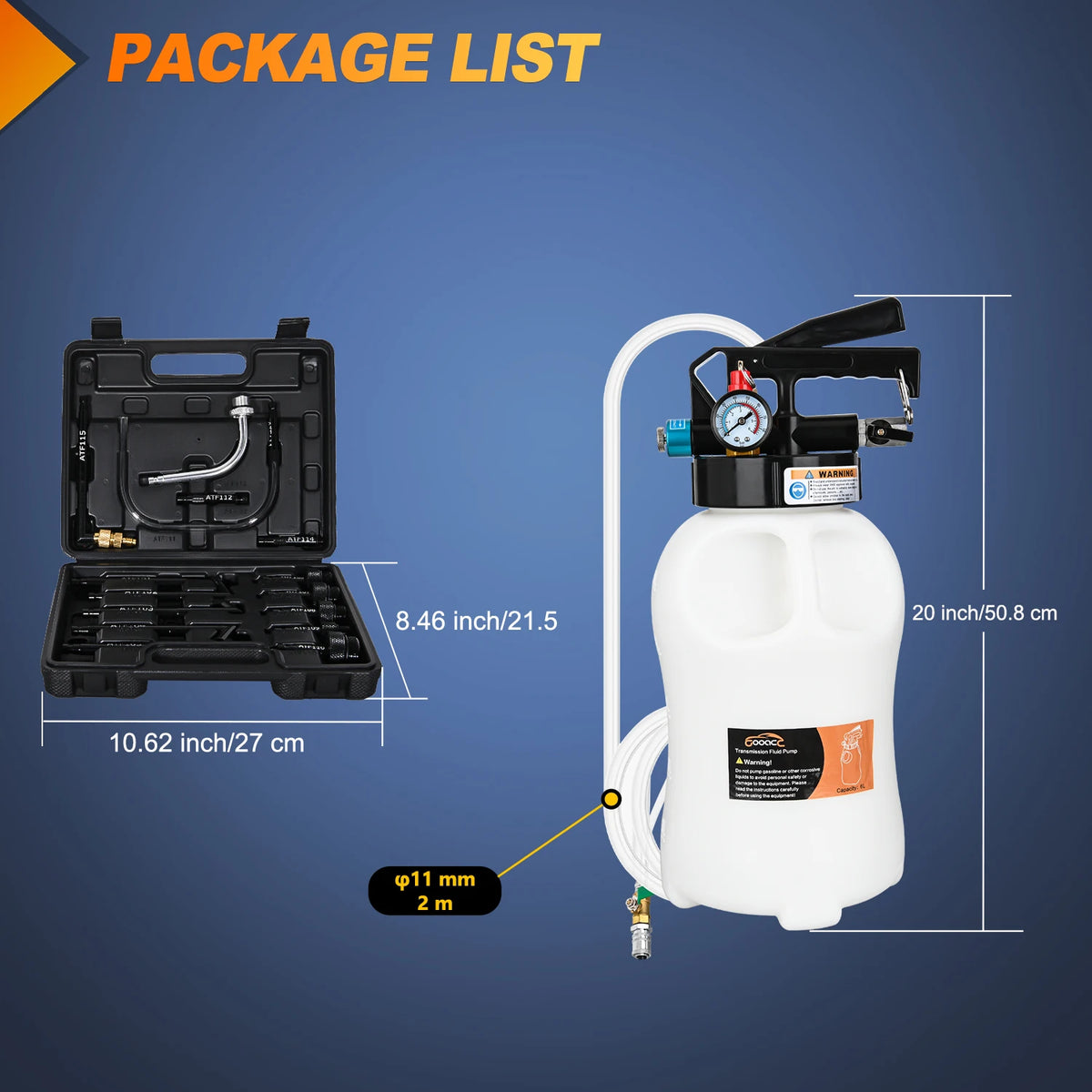 Transmission Fluid Pump Kit 10L Automotive Pneumatic Oil Fluid Extractor ATF Refill Dispenser Transfer Pump with 15 ATF Filler Adapters 2.6 Gal 2 Way Vacuum Fluid Evacuator Oil Change Tool Set Vue