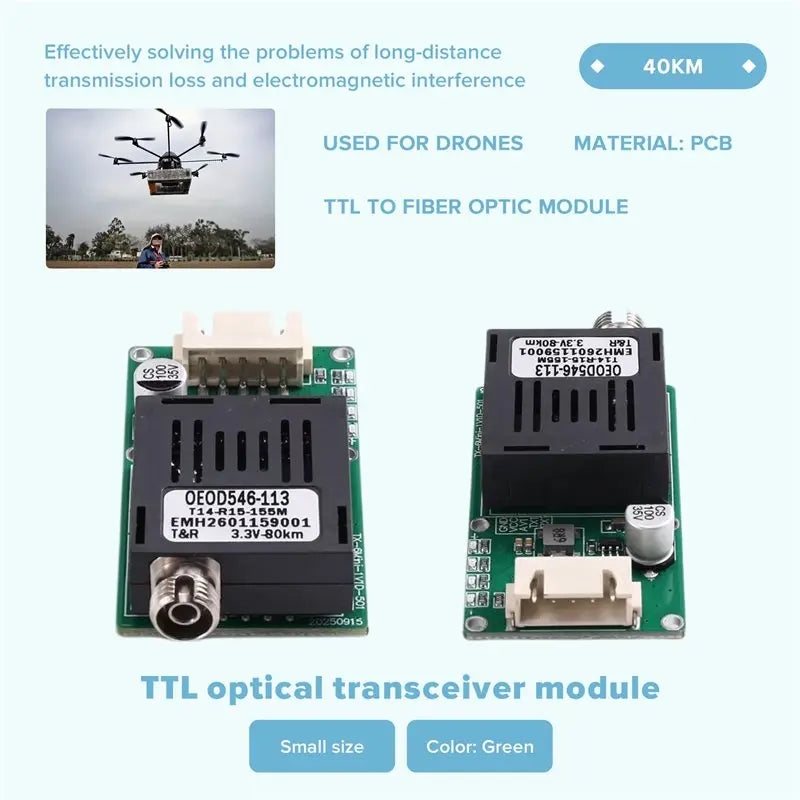 Hot-Drone-Specific 80KM TTL Optical Transceiver Module DC 5.5-26V Power Supply Optical Terminal Equipment TX Skyend Vue