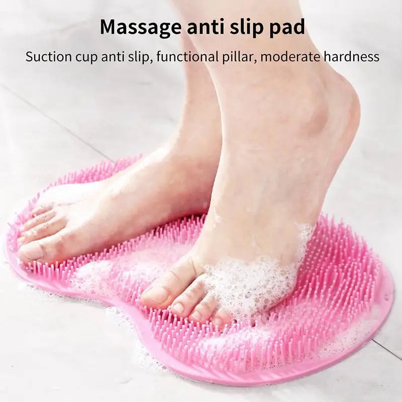 Non Slip Exfoliating Shower Foot Scrubber Mat Wall Mounted Bath Wash Pad Back Washer for Home Bathroom Spa Routine Vue