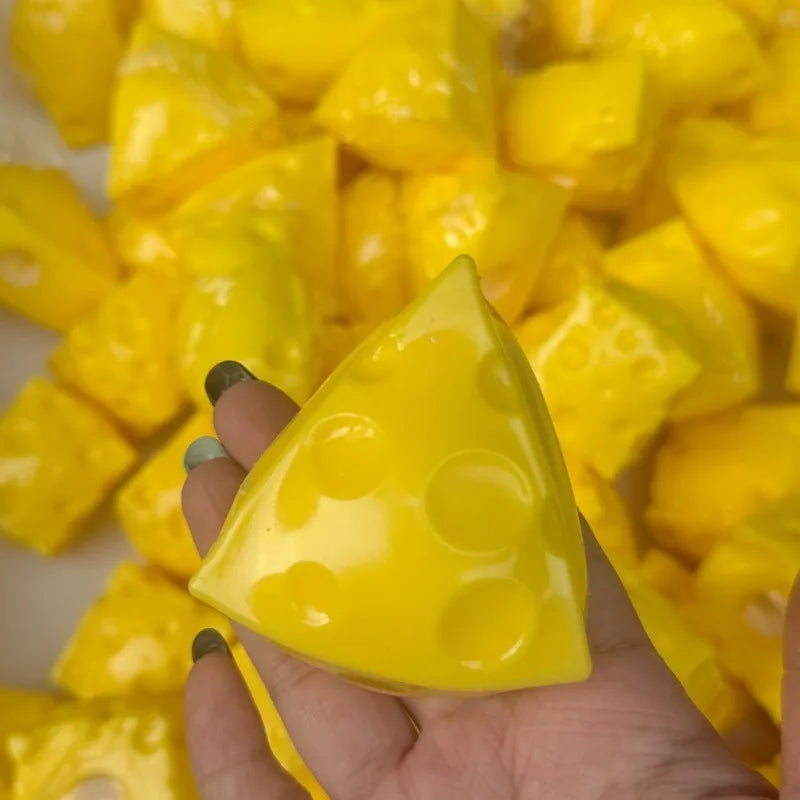 Squishy Crunchy Cheese Stress Ball Squeeze Toy Simulation Crispy Cheese Ball Fidget Toy Round Blocks Filled ASMR Anti Stress Toy Vue