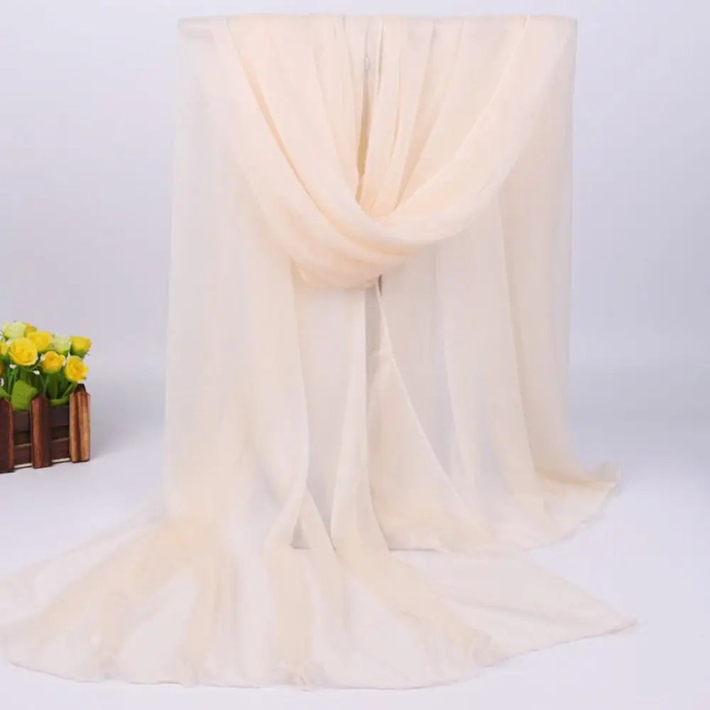Summer Lightweight Silk Scarf Soft Anti-UV Shawls Breathable Pashmina Vue Beige