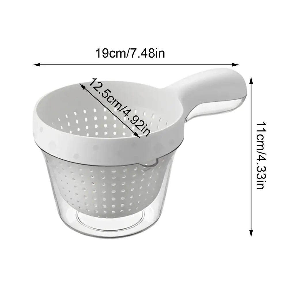 Strainer Bowl Double-Layer Removable Basket Vegetable Colander Fruit Cleaner Bowl for Home Apartment Restaurant Outdoor Camping Vue White