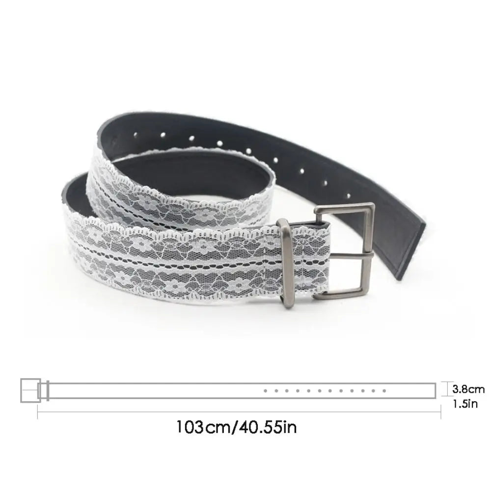 Beautiful Lace Waist Belt White Floral Leather Casual Strap Decor