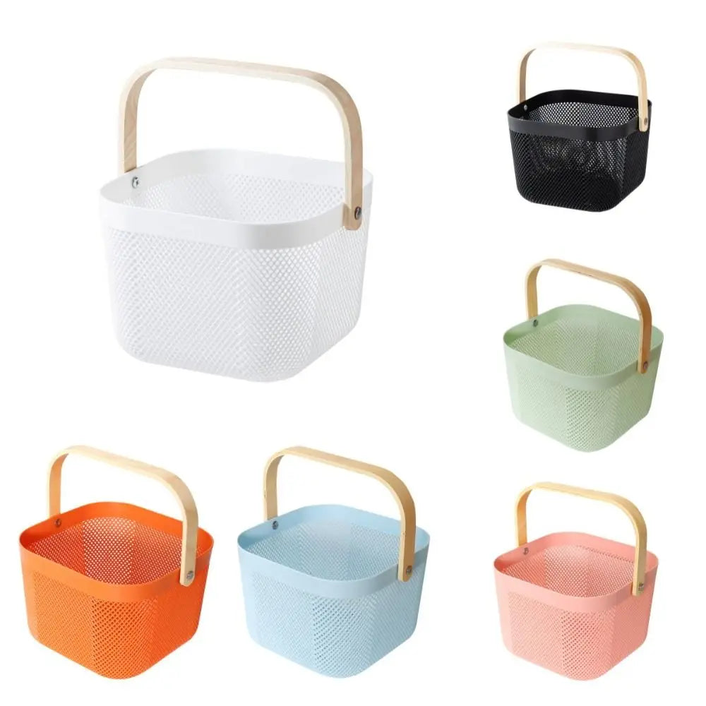 Plastic Home Storage Basket Large Capacity Mesh Fruit and Vegetable Drainage Basket Multifunctional Handle Towel Storage Basket Vue