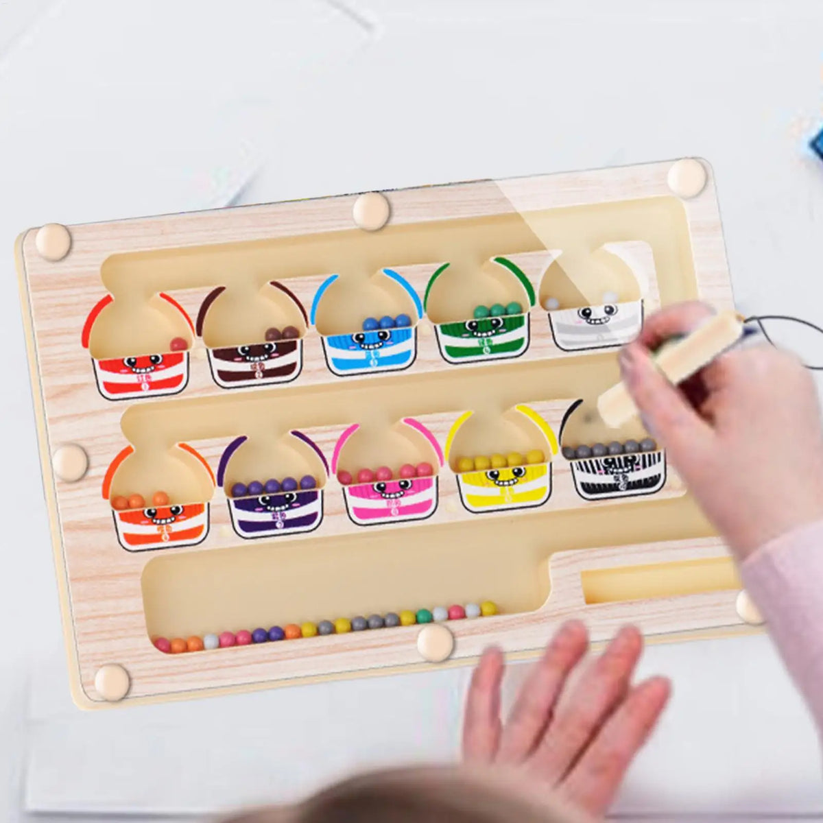 Montessori Magnetic Color Sorting Maze Number Maze Toys Wooden Puzzle Activity Board Fine Motor Toys For Kids 36 months+ Vue