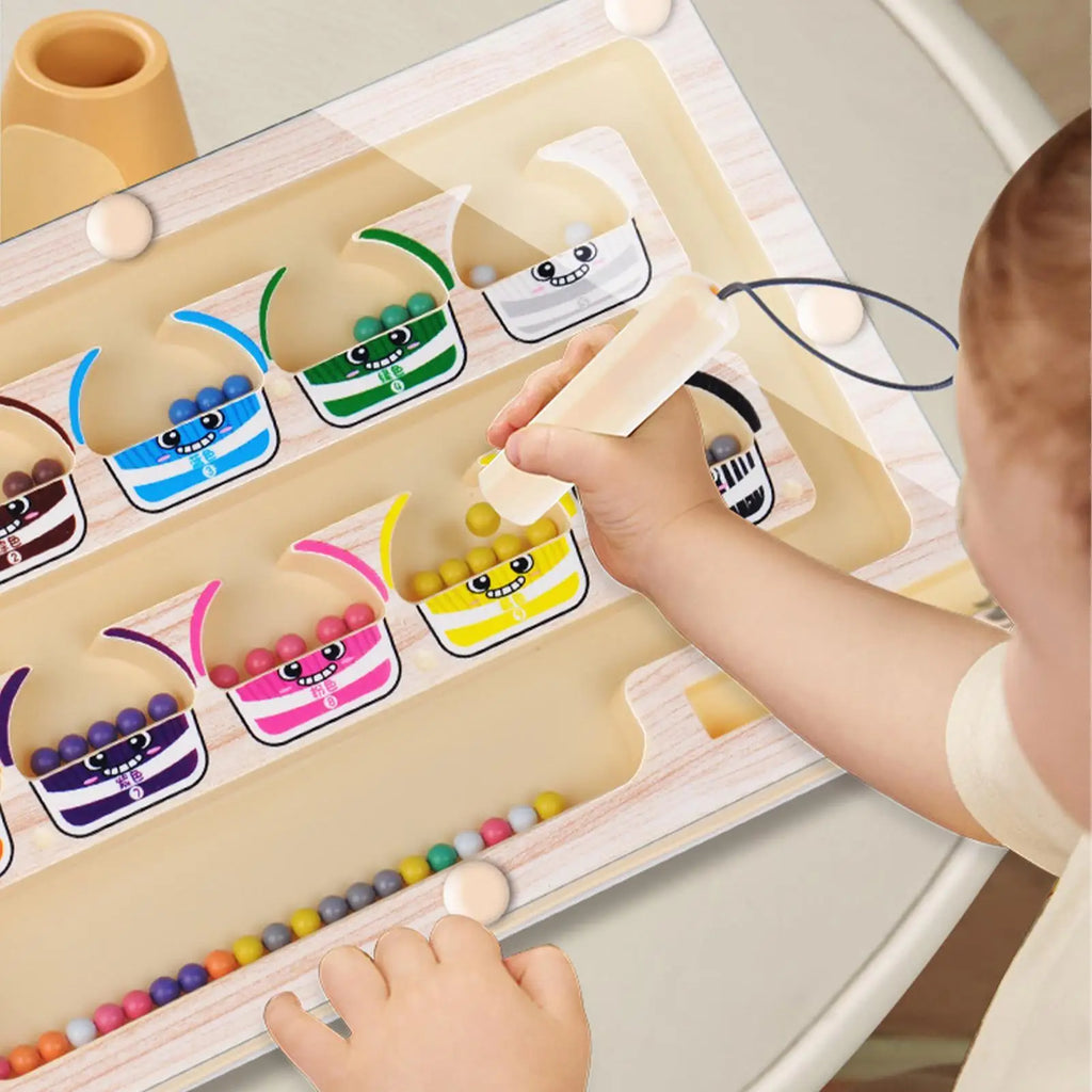 Montessori Magnetic Color Sorting Maze Number Maze Toys Wooden Puzzle Activity Board Fine Motor Toys For Kids 36 months+ Vue