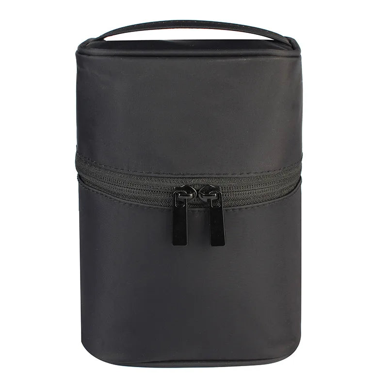 Travel Barrel Shaped Makeup Organizer Female Cosmetic Toiletry Wash Zipper Pouch Women's Trip Make Up Box Accessories Supplies Vue A02-81-Black