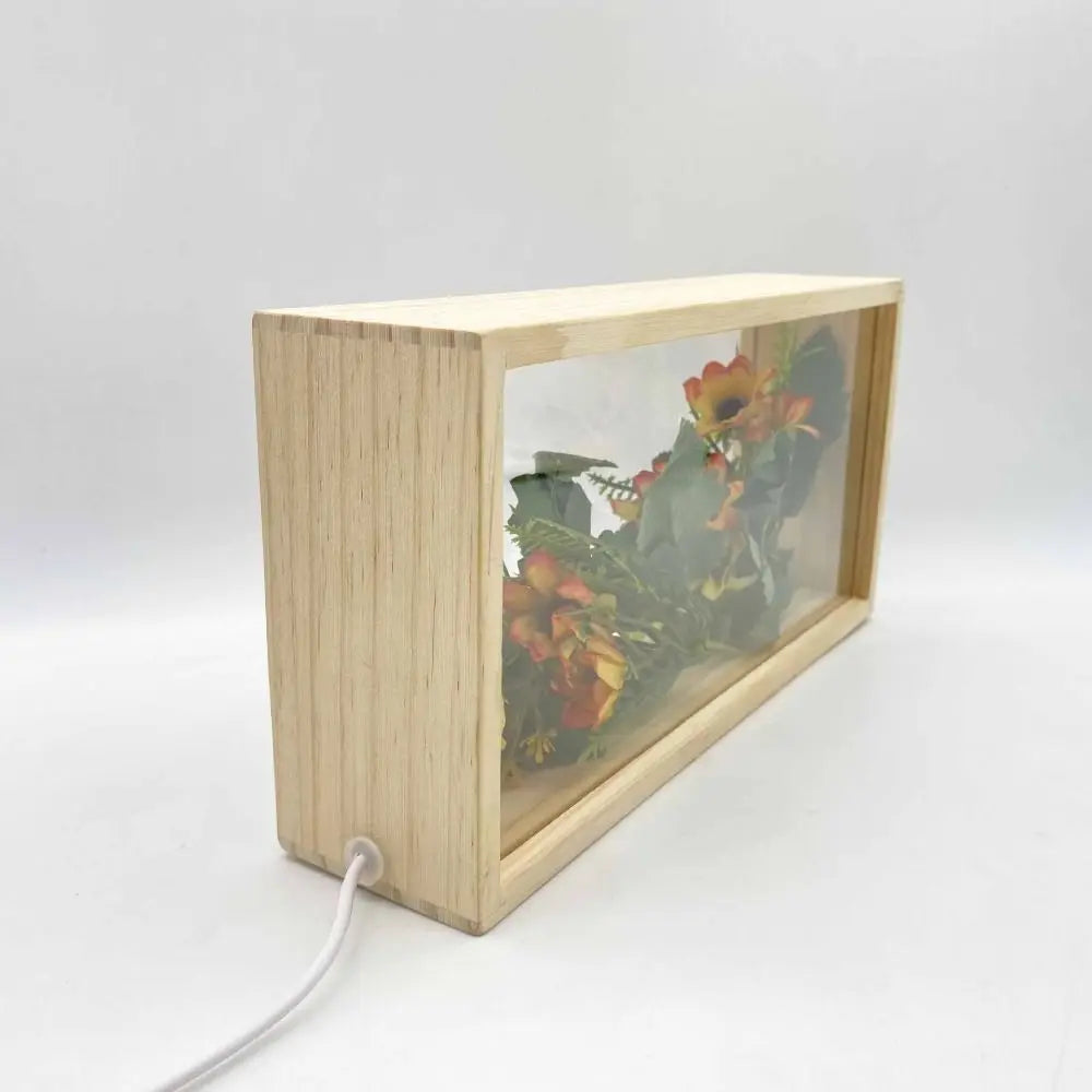 Creative Shadow Box Frame DIY Rectangle Figures Display Case Acrylic Panels Double-Sided Display LED Light Photo Frame Vue
