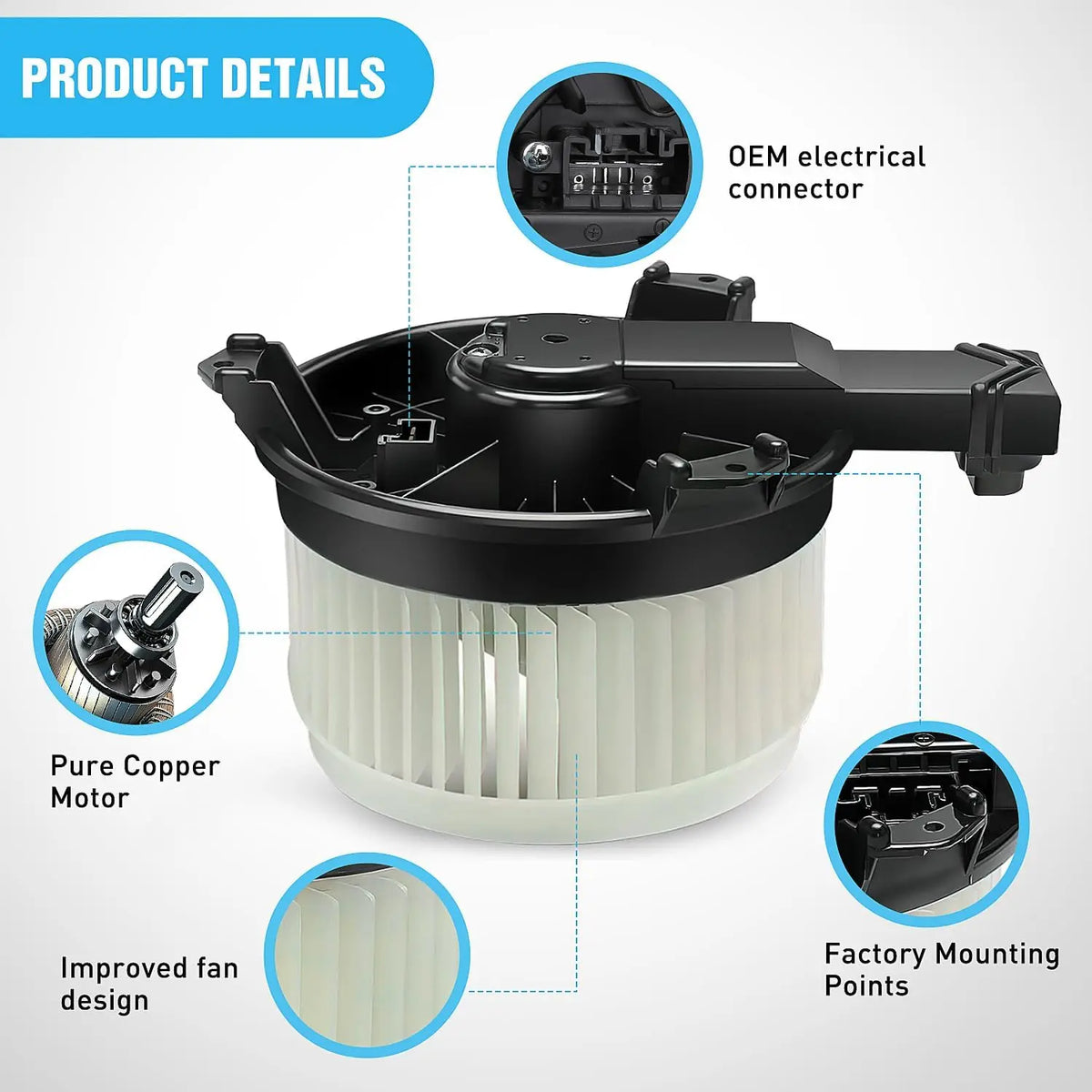 Nilight HVAC Heater Blower Motor Fan for Honda Civic 2013-2015, CR-V 2012 2013 2015 2016, Accord 2013-2017, Acura RDX 2015-2018, Acura ILX 2016-2017, Replaces 79310-T0A-A01, 700260 Vue