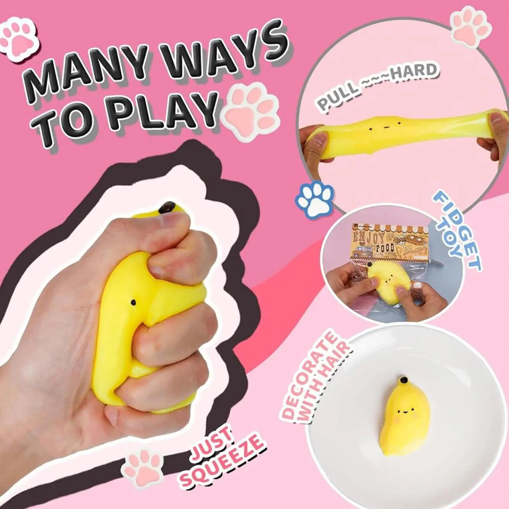 9x6cm Slow Rising Banana Squeeze Toy Stress Relief Fidget Ball for Kids Toddler Teens Classroom Prize Party Favors Home Travel Vue