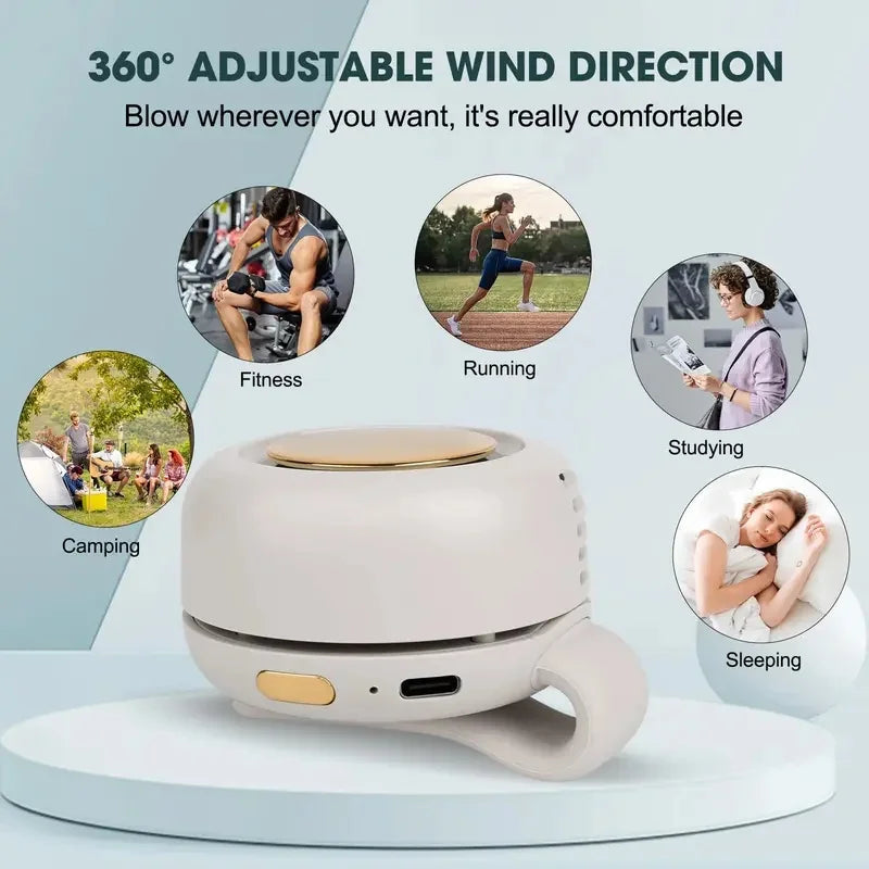 Whirlwind Leafless Fan With Portable Button Design USB Charging Silent Portable Mini Fan For Home And Outdoor Travel Vue