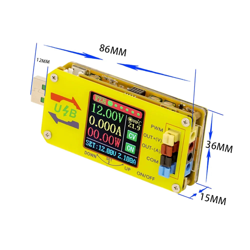 XY-UDTA CNC USB Voltage Step Up Down Power Supply Module 1.44 inch LCD Display 15W Voltmeter Ammeter Coulometer PWM Generator Vue