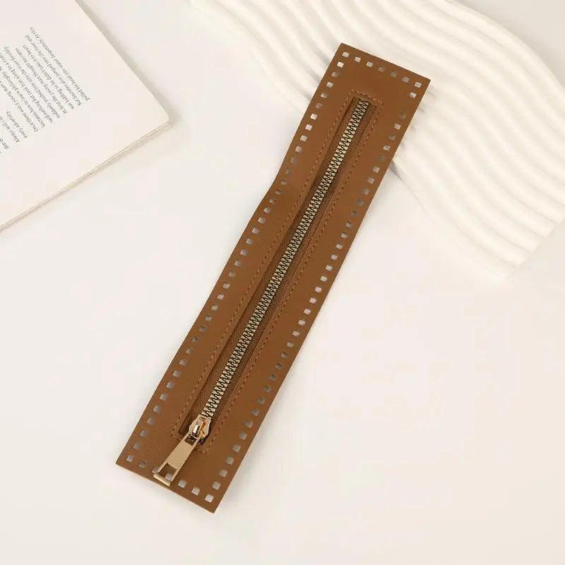 27cm Double Sided Leather Zipper Utility Handbag Leather Zipper Utility Crochet Bag Hardware Solid Zipper Sewing Accessories Vue A12