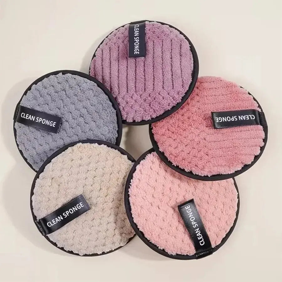 5PCS NEW Face Wash/ Makeup Remover Puff Suitable for Home Or Travel Vue MULTICOLOR