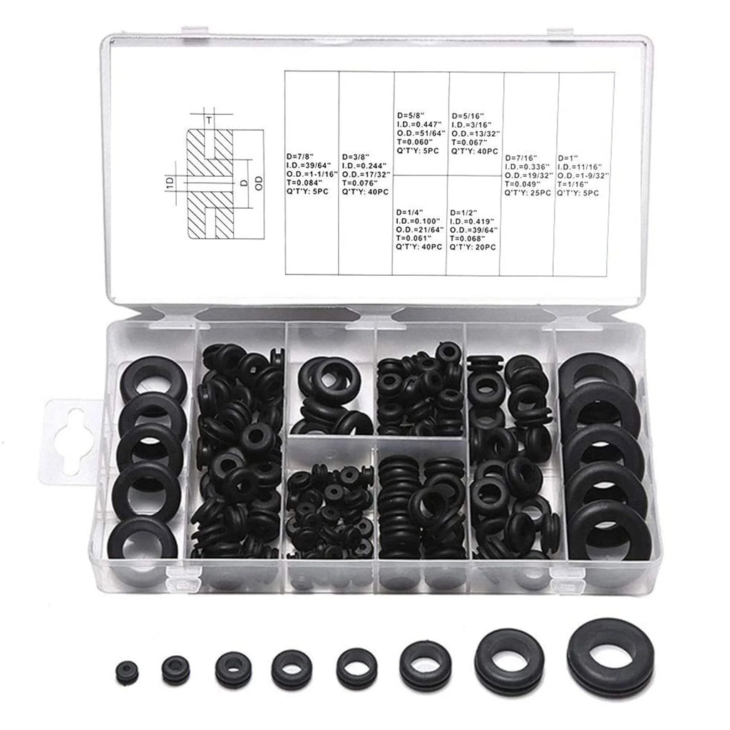 180Pcs Rubber Grommets Sealing Rings Assortment of Rubber Washers for Wires Plugs Cables Rubber Grommet for Wires Plugs Cables Vue