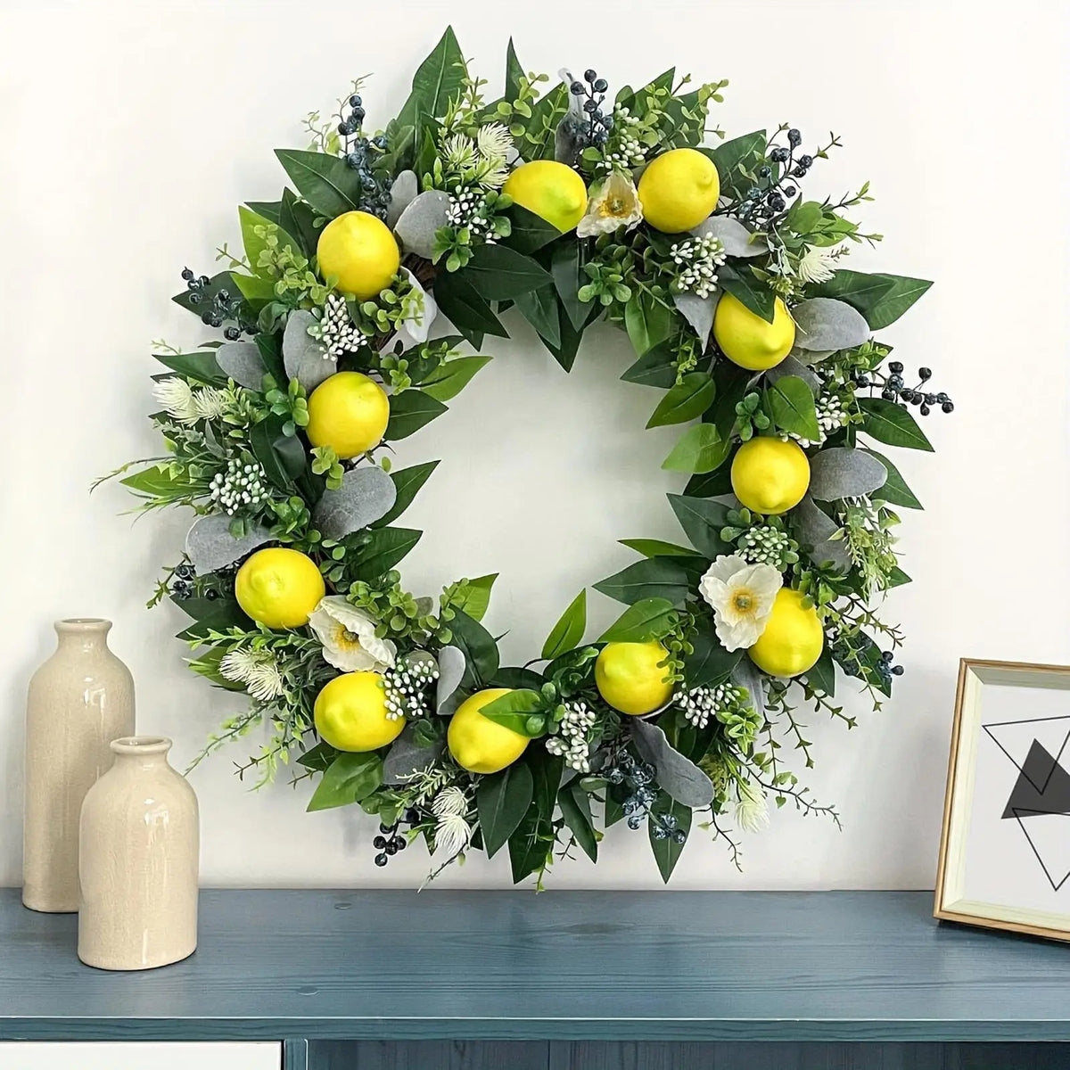 Front Door Artificial Spring Wreaths Lemon Wreath Front Door Handmade Spring Hanging Decorative Garland And Sh Elegant Vue