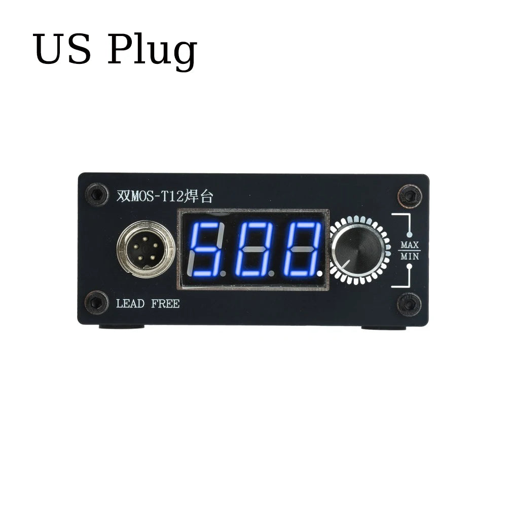 T12 Digital Soldering Station 75W Mini Portable Welding Iron Station Adjustable Temp 180-480℃ Auto Sleep Shutdown Soldering Tool Vue US Plug