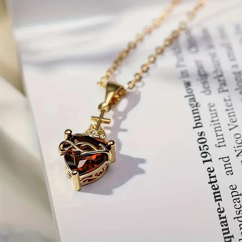 Huitan Heart Cubic Zirconia Pendant Necklace | Women's Fashion Pendant Necklace Vue