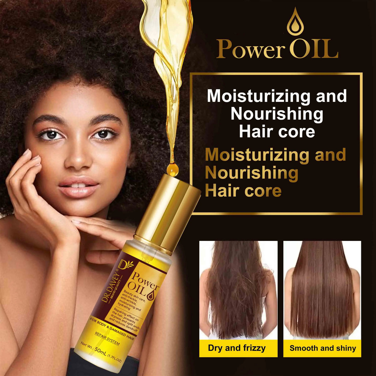 50ml Power Oil And 220ml Hair Mask Prevent Dryness Split Ends Repair Damage Frizz Tangles 5 Seconds Soft Smooth Care Vue