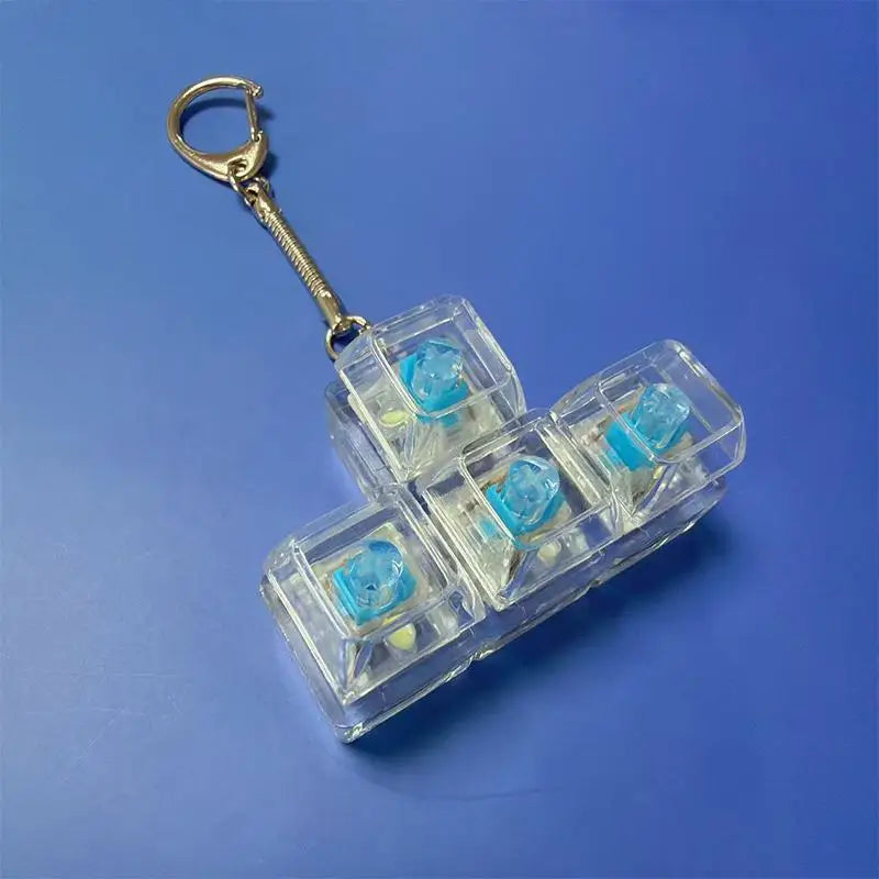 Keyboard Keychain 1 Key Pressable Button with LED Best Desk Decoration Office Toy for Computer Lovers Vue C one size