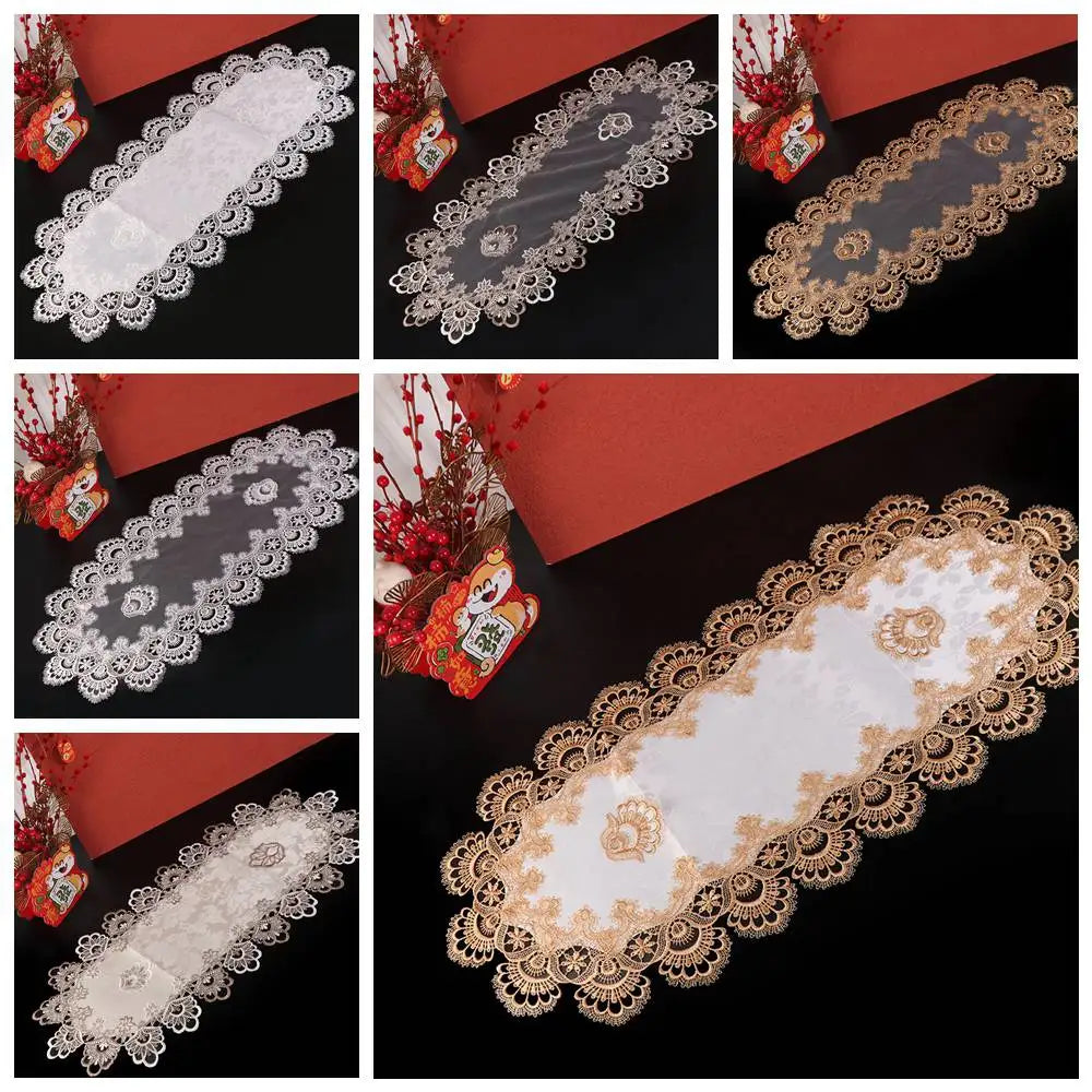 Flower Embroidery Oval Lace Tablecloth Vintage Oil Proof Europe Dining Tablecloth Washable Exquisite Tea Table Cover Desk Vue
