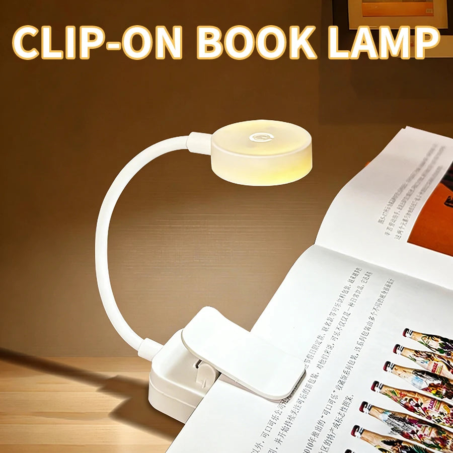 3 Color LED Night Light Rechargeable Book Reading Light Lamp for Reading in Bed Eye Caring Adjustable Brightness Temperatures Vue