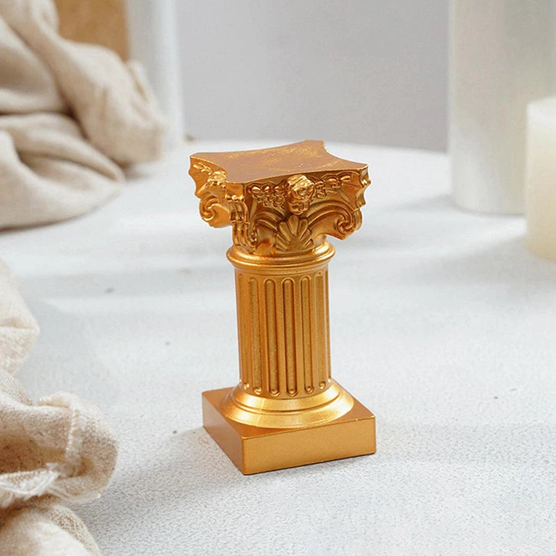 Roman Pillar Greek Column Statue Pedestal Candlestick Stand Figurine Sculpture Indoor Home Dinning Room Garden Scenery Decor Vue Gold