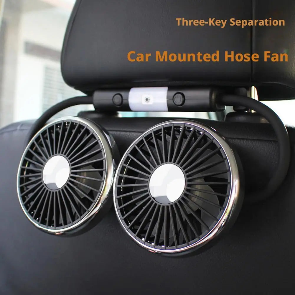 Car Double-Head Hose Rear Seat Car Electronic Fan 360° Rotation 3-Speed Strong Wind Fan Car Cool USB Fan Compatible With Laptops Vue