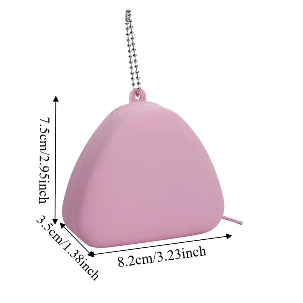 Fashion Candy Color Silicone Coin Holder Triangle Shape Portable Mini Coin Purse Zipper Closure Protective Earphone Bag Girls Vue