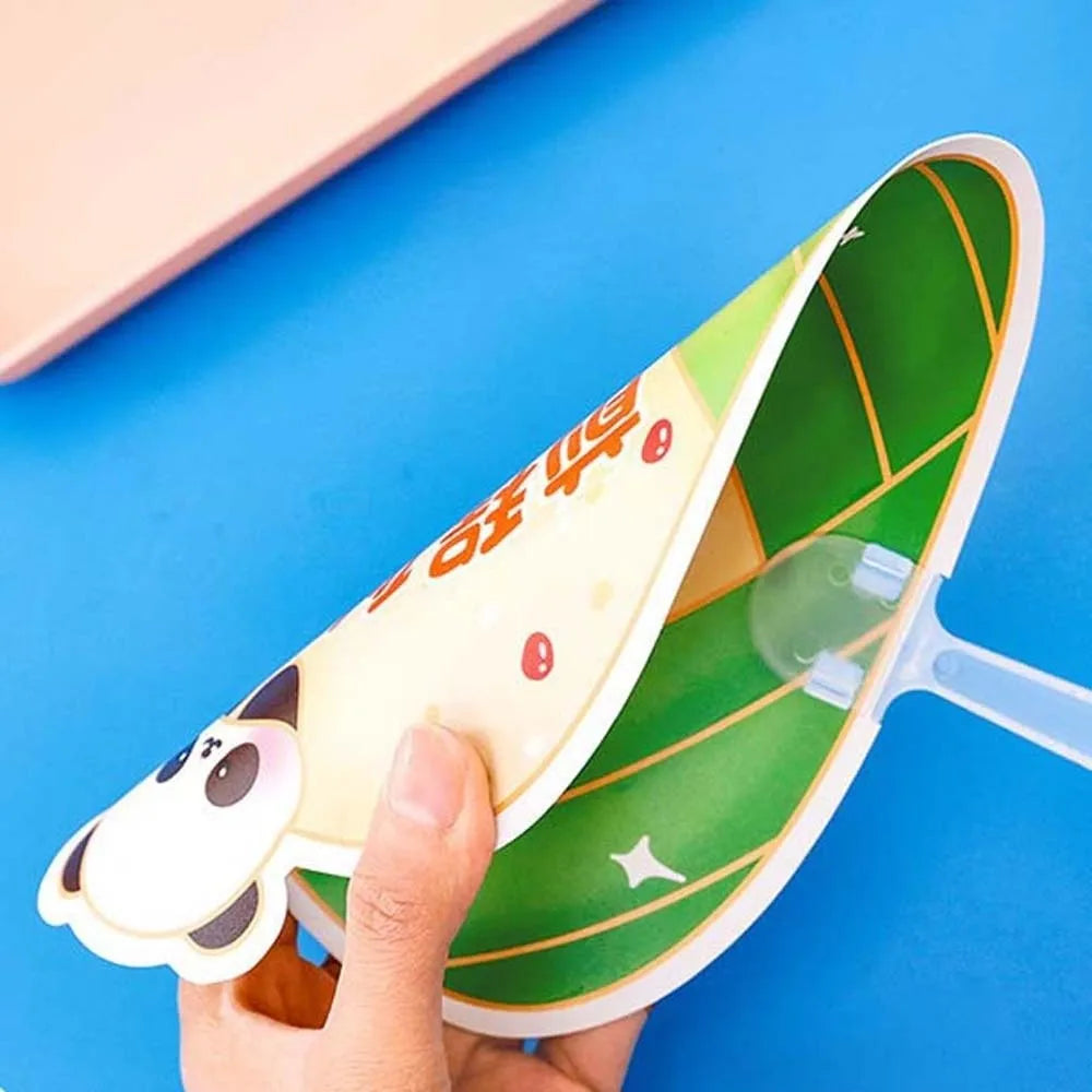 Lightweight PP Material Dragon Boat Festival Fan Motivational Slogan Print Flexible and Unbreakable Cute Zongzi Cartoon Paddle Vue