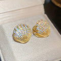 Huitan Shell Hoop Earrings – Sparkling CZ Gold Fashion Jewelry Fashion Hoop Earrings Vue E3131