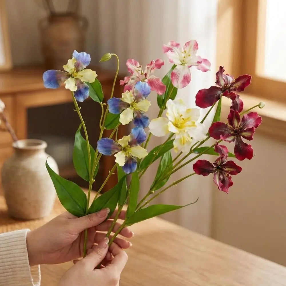Long Branch Artificial Iris Flower Branch Realistic Handmade Simulation Silk Flowers Real Touch Wither Resistant Vue