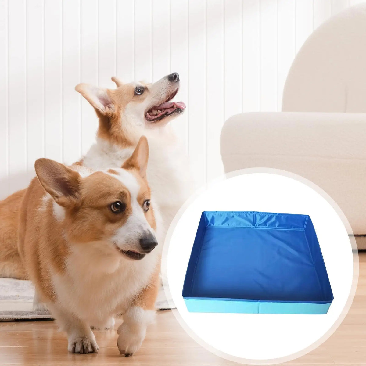 50x10cm Non Inflatable Dog Bath Pool PVC Square Foldable Save Space Pet Wading Tub for Puppy Cats Kittens Small Animals Bathing Vue