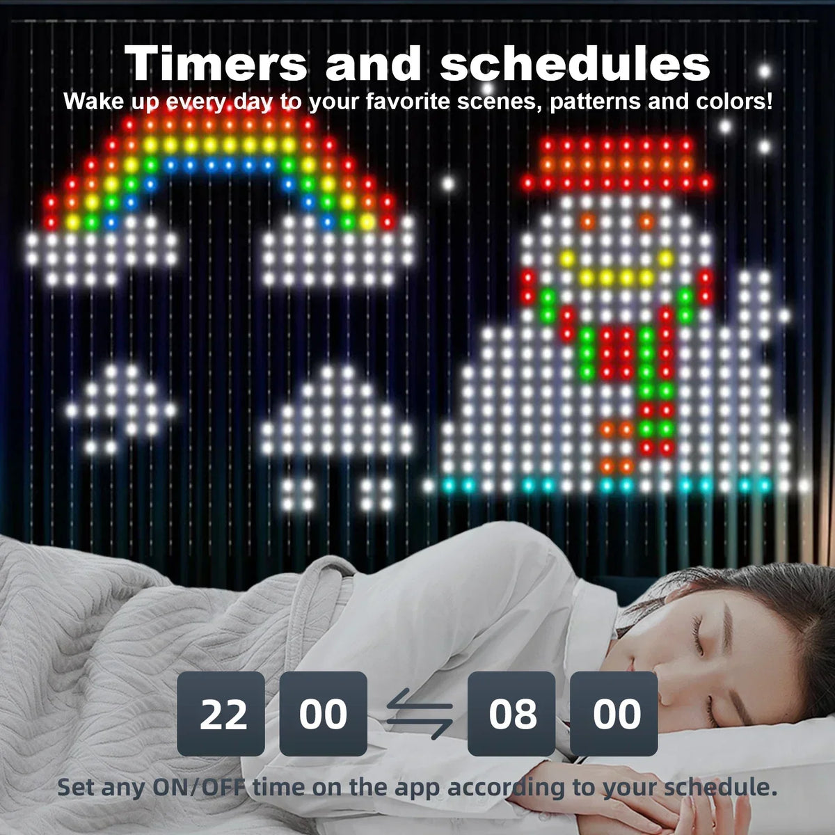 400LEDs Smart Curtain String Light Bluetooth APP Control Christmas Fairy Light DIY Picture Display Garland Party Wedding Decor Vue