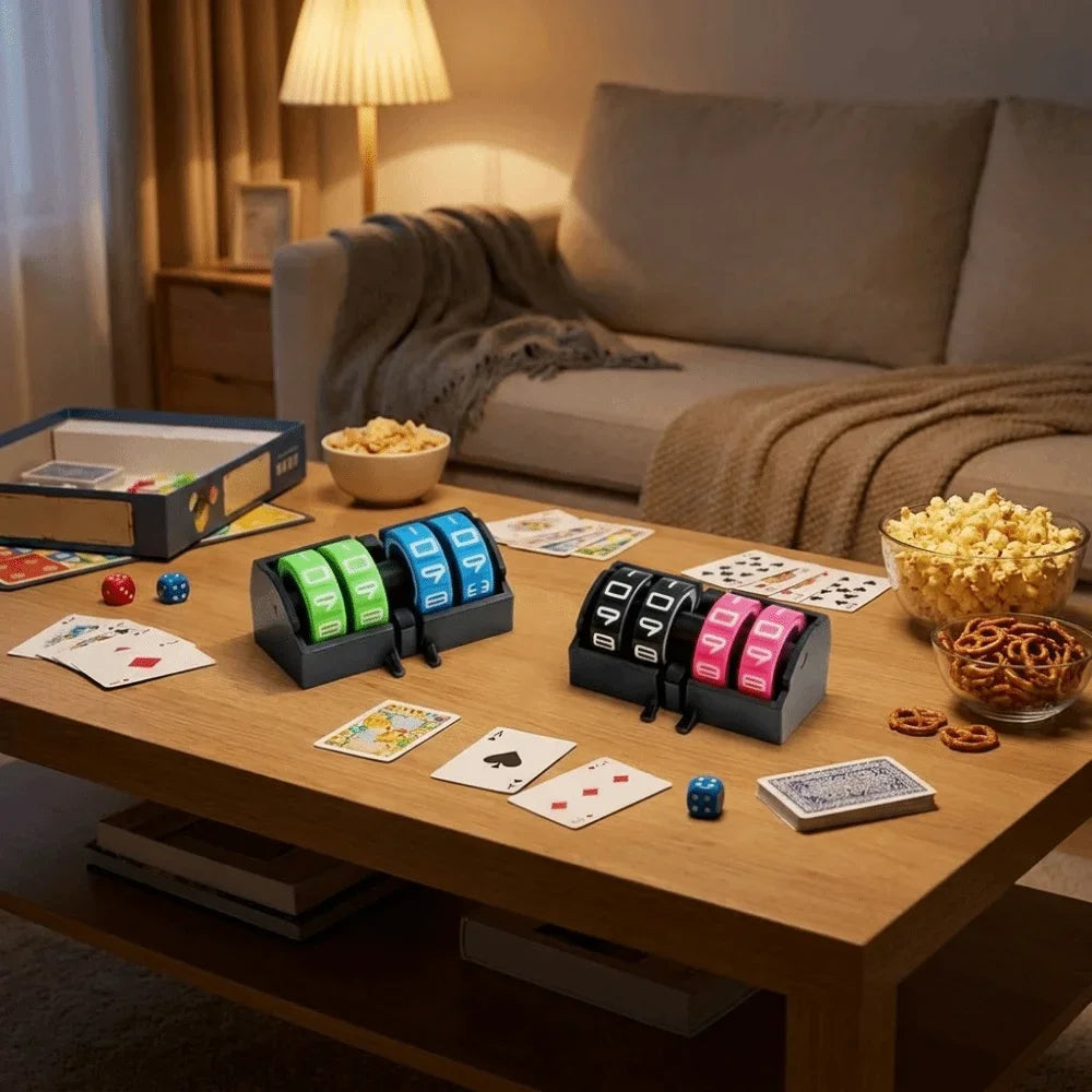 4 Digit Wheel Board Games Score Counter Rotating Number Dials Date-Time Display Tally Tracker Number Dials Adjustable Vue