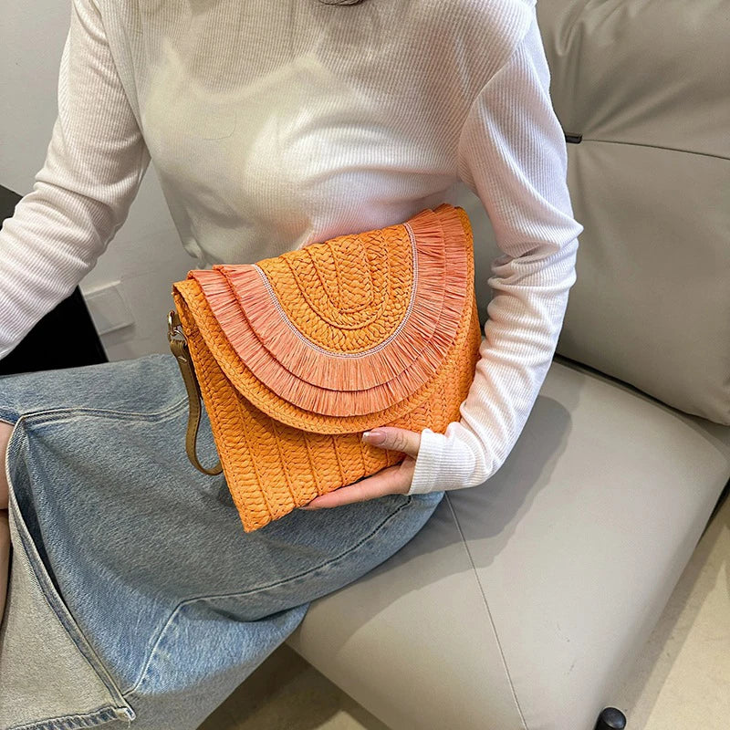 Raffia Straw Weaven Bags Fashion Ladies Wrist Clutches Summer Women