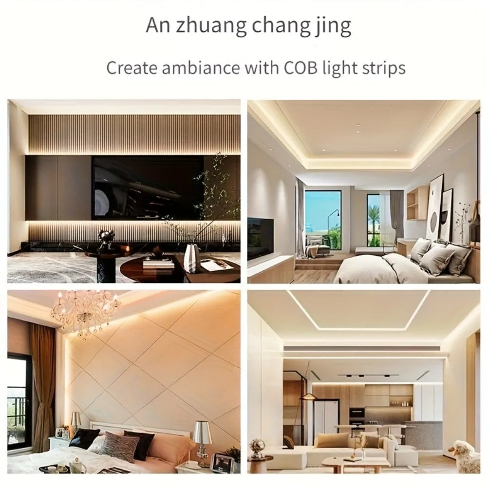 5V USB COB LED Strip Touch Dimmer High Density Dotless Flexible Linear Tape Self Adhesive Light For Mirror Cabinet DIY Decor Vue