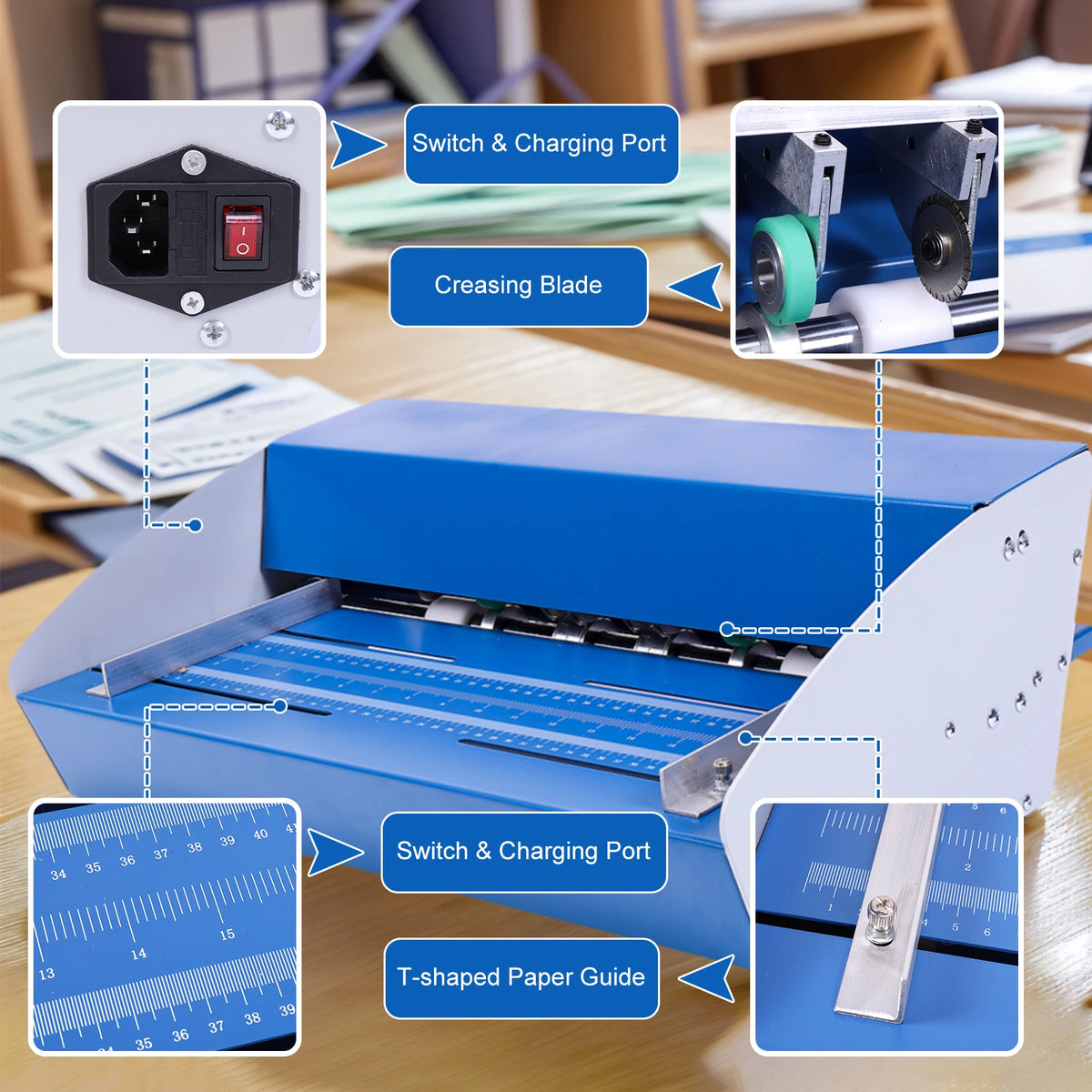 3-in-1 Electric Paper Creaser Perforator & Folder Machine 460mm Paper Finishing Machine Vue