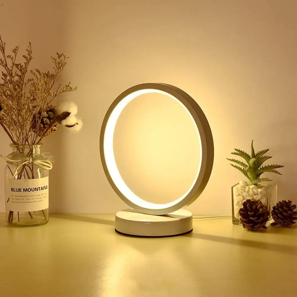 Home Decor Simple LED Circular Ring Table Lamp Creative Modern Night Light USB Plug Reading Light Restaurant Hotel Vue