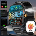 2025 Men Outdoor Sports Smart Watch 2.01''Screen Voice Assistant Blood Oxygen Bluetooth Call Multi Sports Modes Smartwatch Women Vue Steel Gold Black Fashion Sport Watch