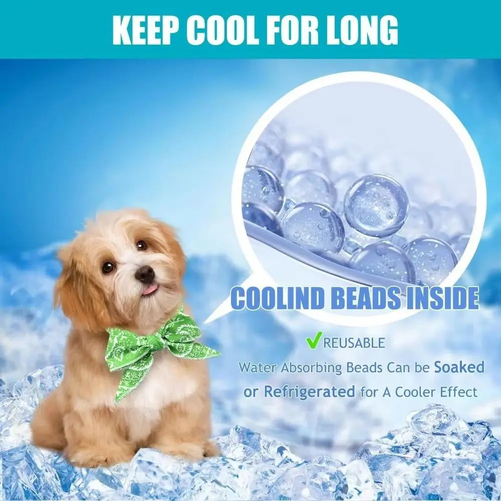 2Pcs Cute Print Pet Cooling Ice Scarf Adjustable Breathable Towel Pet Cool Neck Ring Reusable Ice Towel Dog Cooling Collar Vue