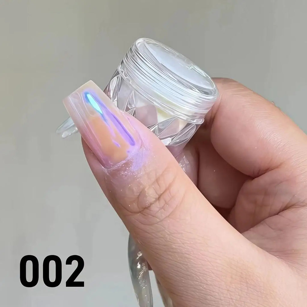 1pc Chrome Nail Powder Ice Transparent Aurora High Gloss Pearl Rainbow Color Powder Metal Pigment Nail Art Creation Vue 002