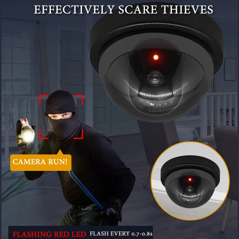 Creative Black Plastic Dome CCTV Dummy Camera Flashing Led Fake Camera Power Via AA Battery Surveillance Security System Vue