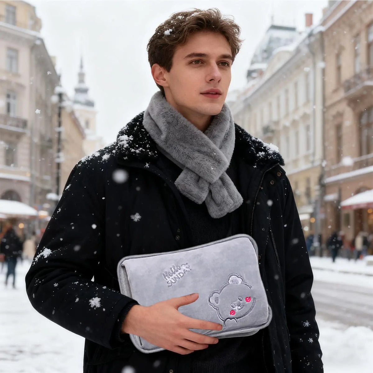 Hot Water Bottle Rechargeable Leak-Proof Hand Warme Hot Water Bag with Soft Cover for Period Cramps Muscles Neck Legs Belly Body Vue