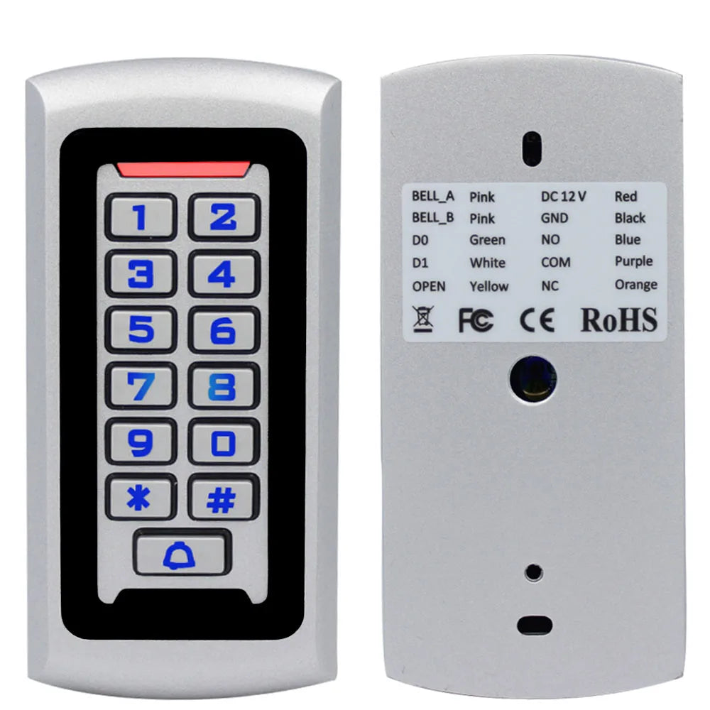 LED Backlight Metal Keypad Wiegand RFID Card Reader 125khz Access Control System Proximity Card Standalone 2000 Users Door Lock Vue