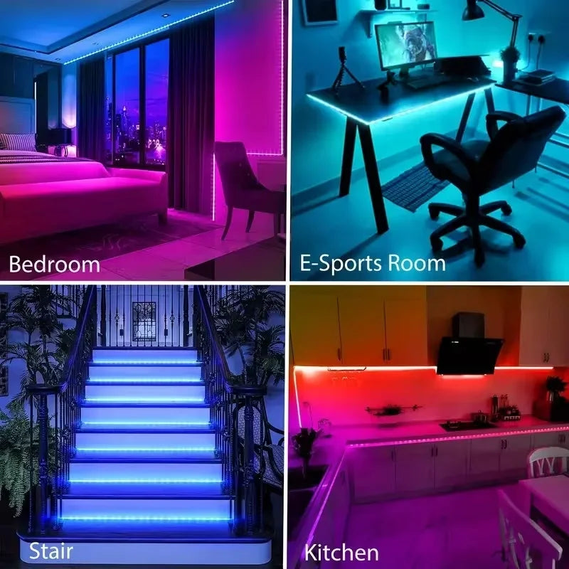 Smart RGB LED Strip Lights with App & Remote Control, Music Sync, USB-Powered Energyefficient Lighting, LED Lights for Bedroom Vue